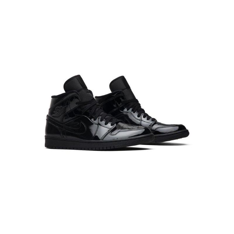Air Jordan 1 Mid Patent Se Svarte Damesko