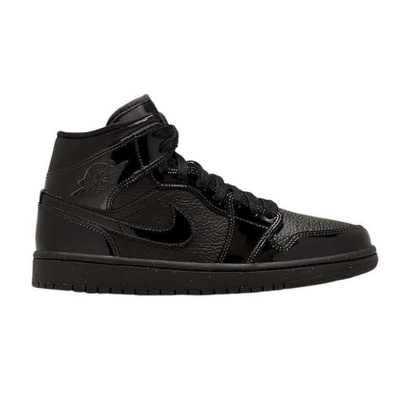 Air Jordan 1 Mid Patent Svarte Damesko