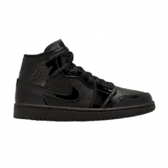 Air Jordan 1 Mid Patent Svarte Damesko