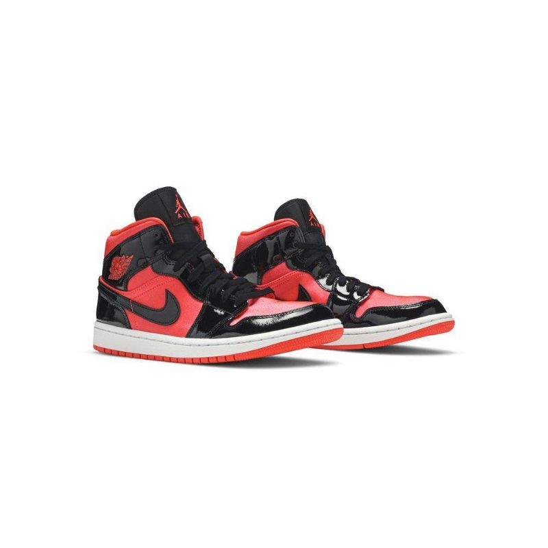 Air Jordan 1 Mid Rød Svart Damesko