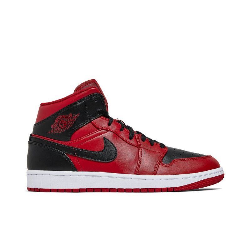 Air Jordan 1 Mid Rød Svart Hvit Herresko