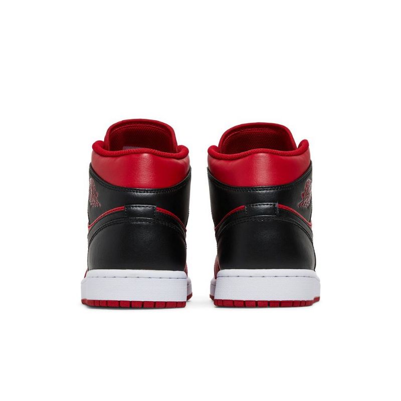 Air Jordan 1 Mid Rød Svart Hvit Herresko