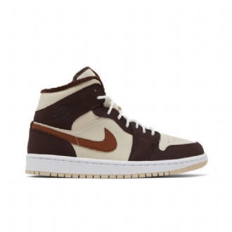 Air Jordan 1 Mid Se Beige Brun Damesko