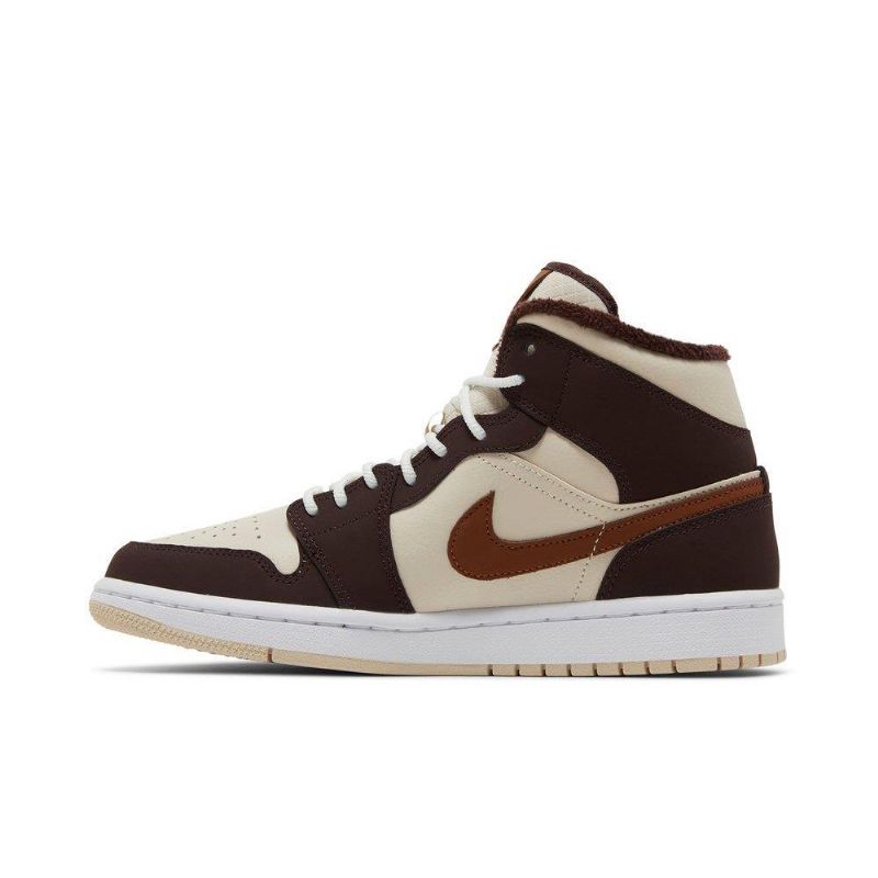 Air Jordan 1 Mid Se Beige Brun Damesko