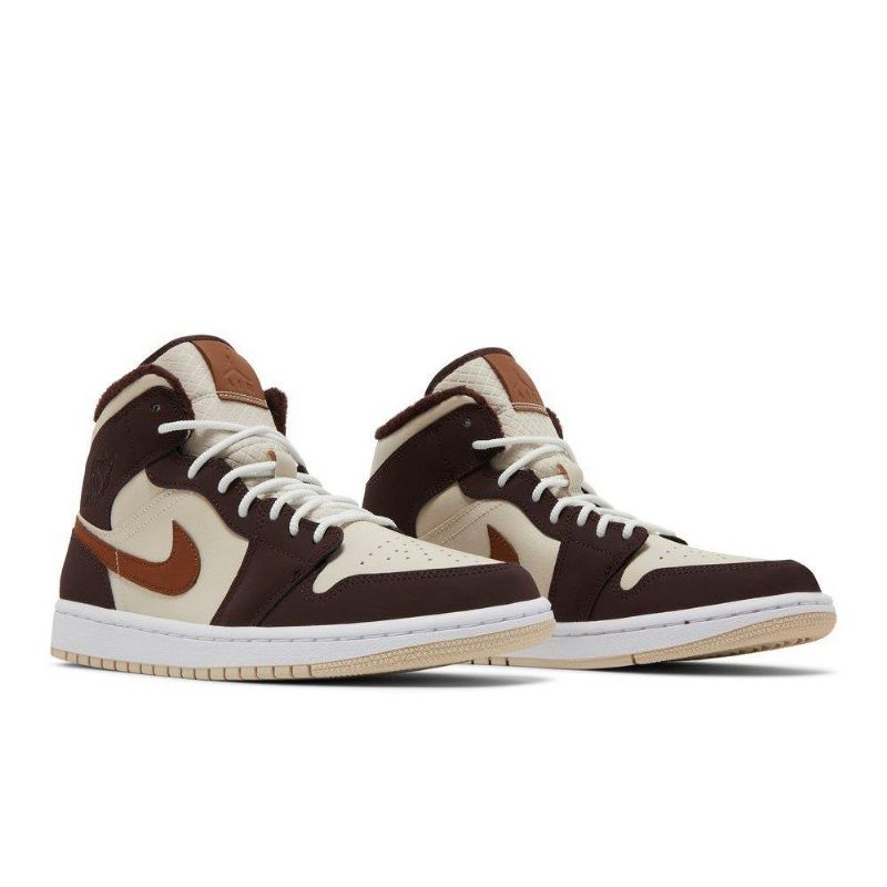 Air Jordan 1 Mid Se Beige Brun Damesko