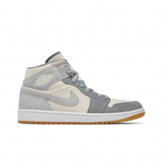 Air Jordan 1 Mid Se Beige Grå Herresko