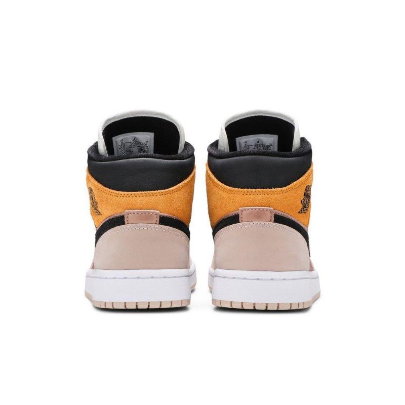 Air Jordan 1 Mid Se Beige Gull Svart Hvit Damesko