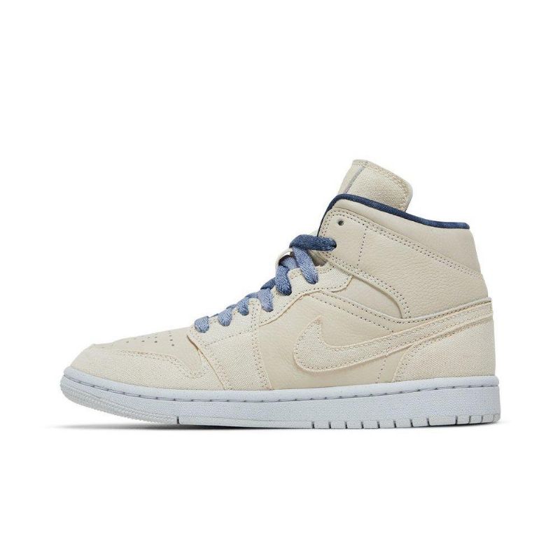 Air Jordan 1 Mid Se Beige Marineblå Damesko