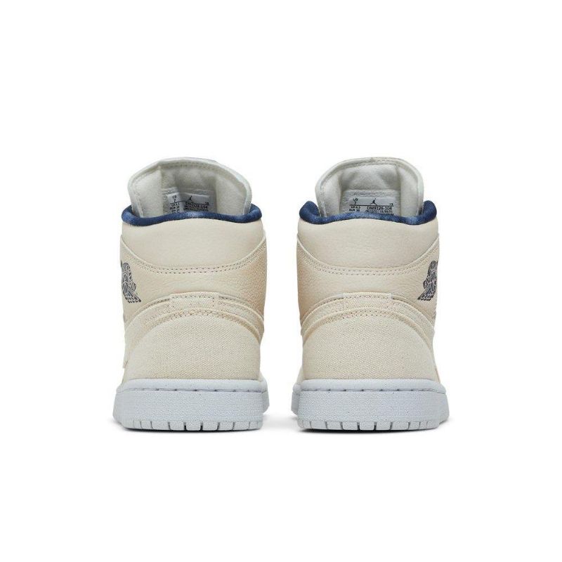 Air Jordan 1 Mid Se Beige Marineblå Damesko
