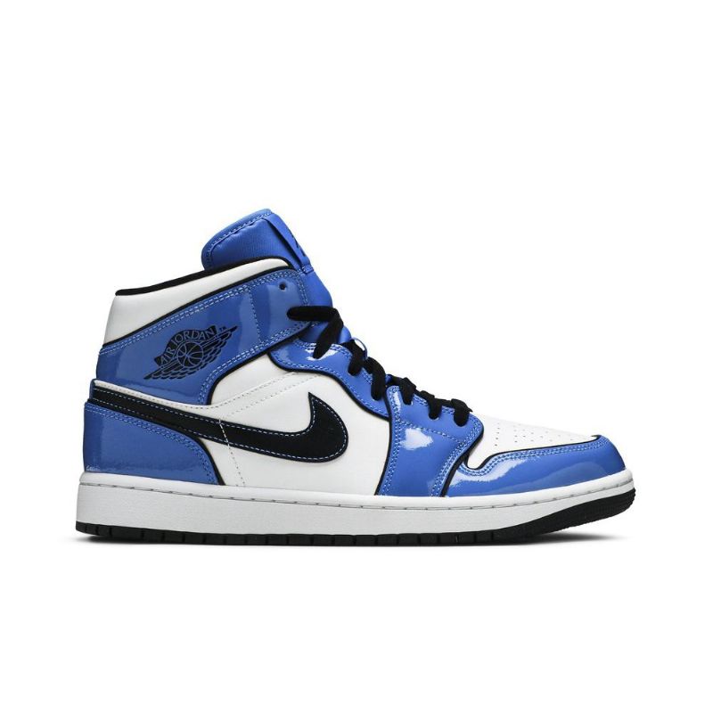 Air Jordan 1 Mid Se Blå Hvit Svart Herresko