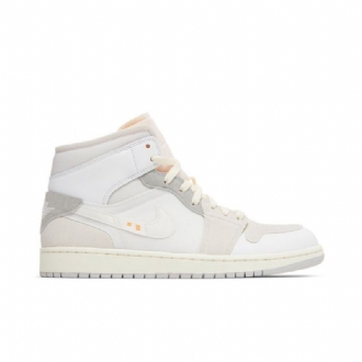 Air Jordan 1 Mid Se Craft Hvit Grå Rosa Herresko