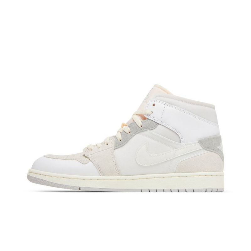 Air Jordan 1 Mid Se Craft Hvit Grå Rosa Herresko