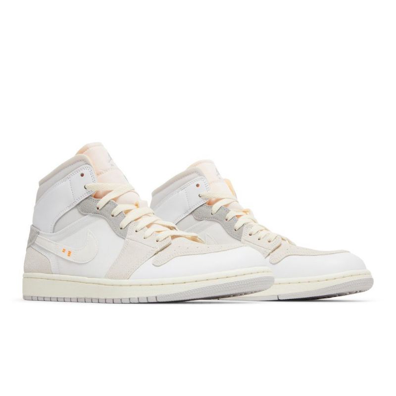 Air Jordan 1 Mid Se Craft Hvit Grå Rosa Herresko