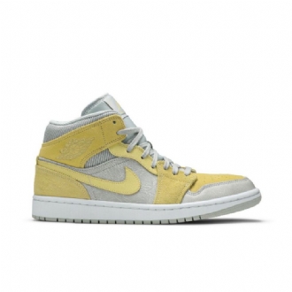 Air Jordan 1 Mid Se Grå Gule Herresko