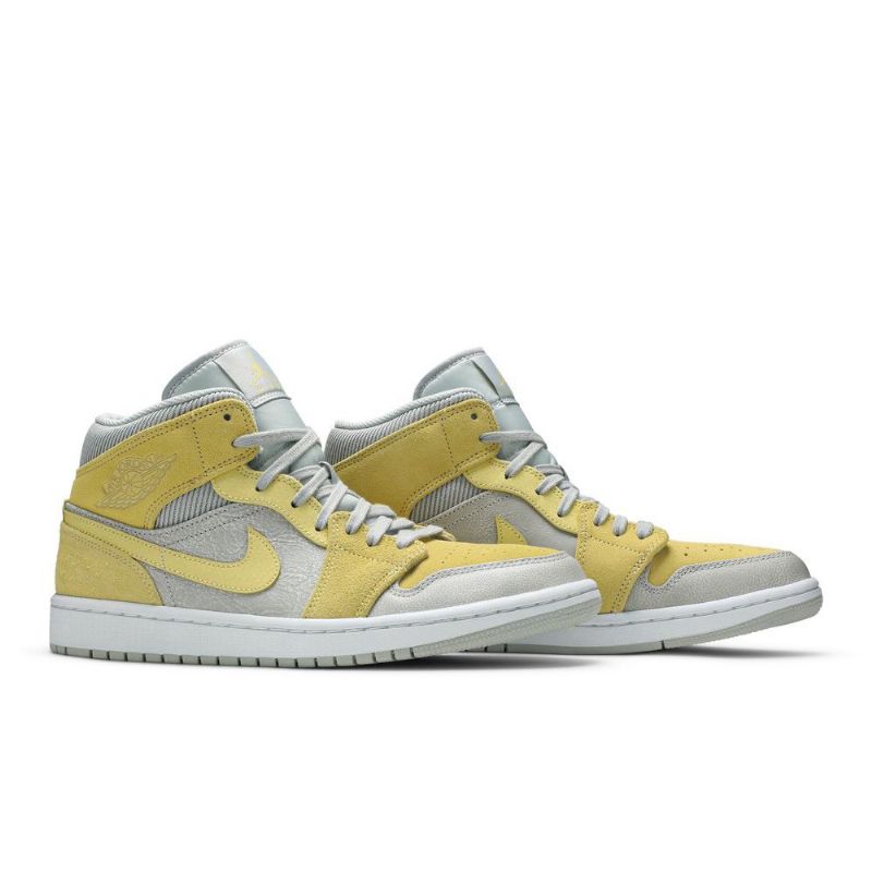 Air Jordan 1 Mid Se Grå Gule Herresko