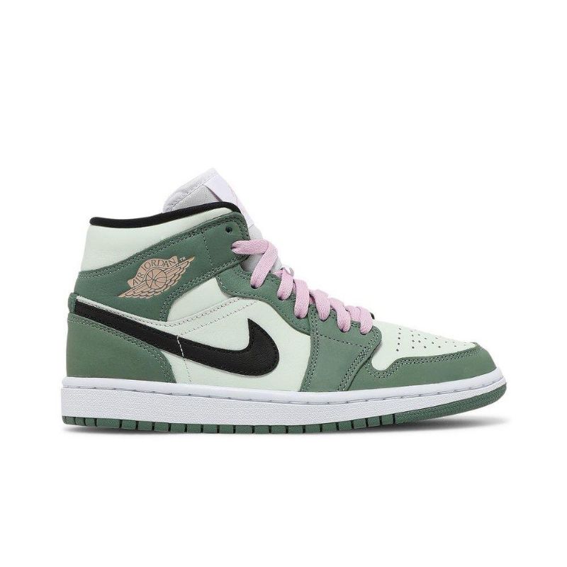 Air Jordan 1 Mid Se Grønn Svart Rosa Damesko