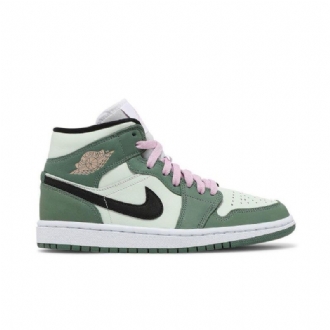 Air Jordan 1 Mid Se Grønn Svart Rosa Damesko