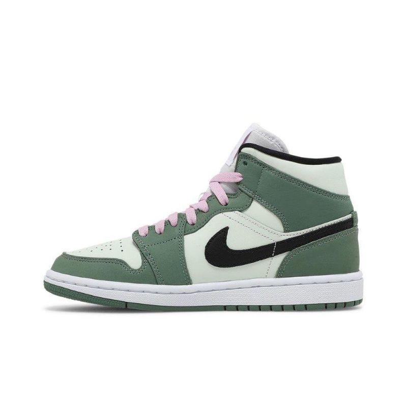 Air Jordan 1 Mid Se Grønn Svart Rosa Damesko