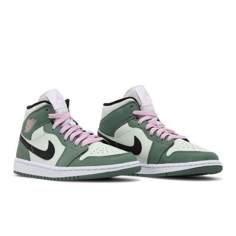 Air Jordan 1 Mid Se Grønn Svart Rosa Damesko