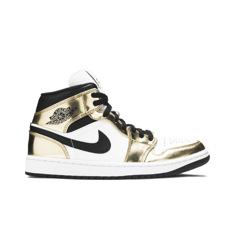 Air Jordan 1 Mid Se Gull Svart Hvit Herresko
