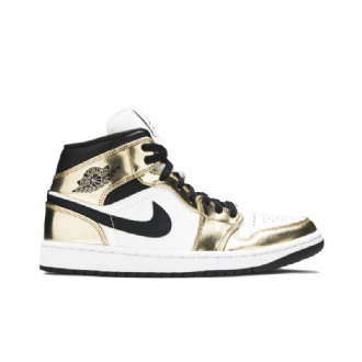 Air Jordan 1 Mid Se Gull Svart Hvit Herresko
