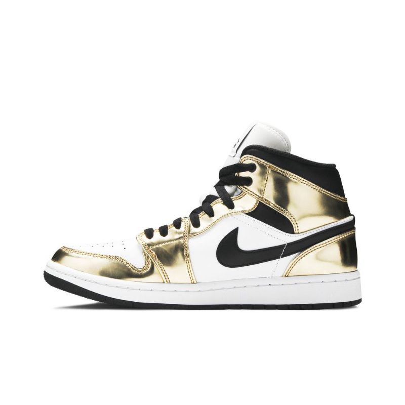 Air Jordan 1 Mid Se Gull Svart Hvit Herresko