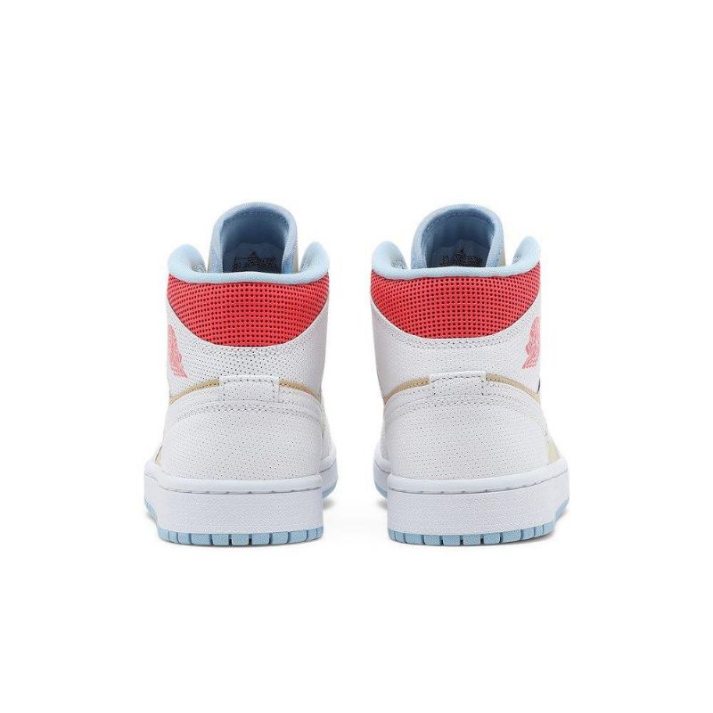 Air Jordan 1 Mid Se Hvit Brun Rød Blå Damesko