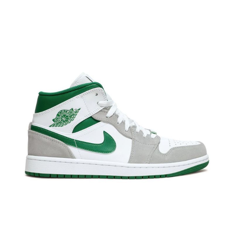 Air Jordan 1 Mid Se Hvit Grå Grønn Herresko