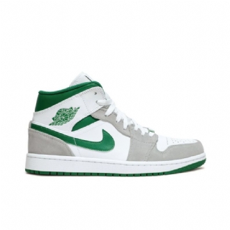 Air Jordan 1 Mid Se Hvit Grå Grønn Herresko