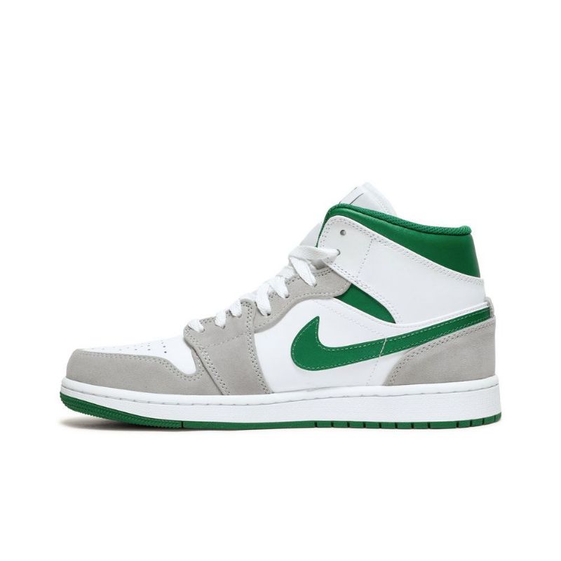 Air Jordan 1 Mid Se Hvit Grå Grønn Herresko