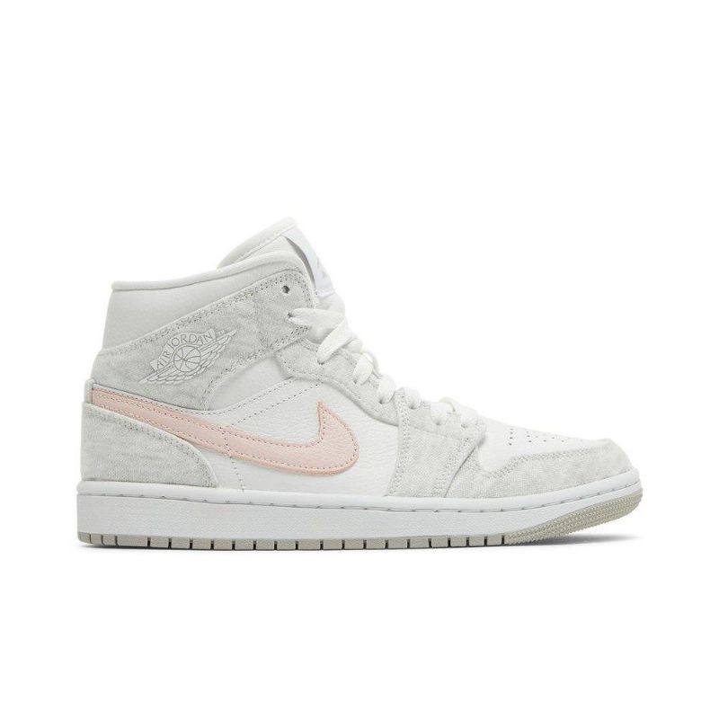 Air Jordan 1 Mid Se Hvit Grå Rosa Damesko