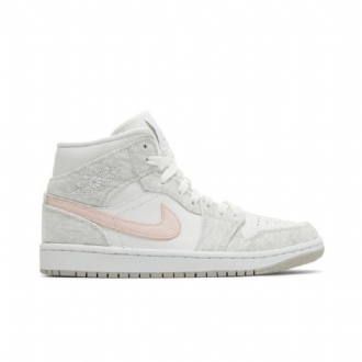 Air Jordan 1 Mid Se Hvit Grå Rosa Damesko