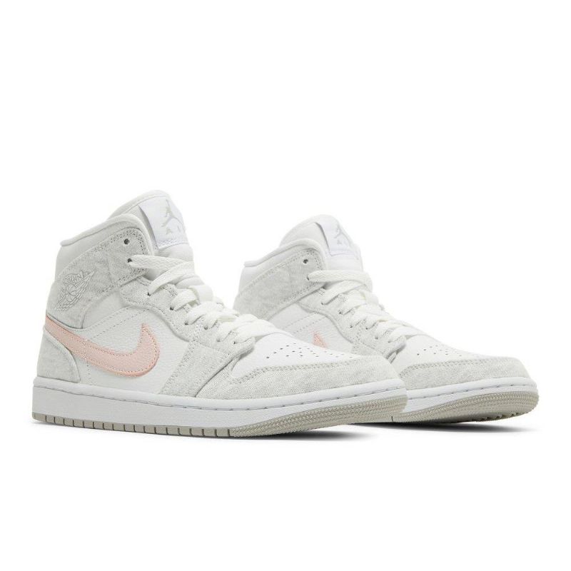 Air Jordan 1 Mid Se Hvit Grå Rosa Damesko