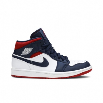 Air Jordan 1 Mid Se Hvit Marinerød Herresko
