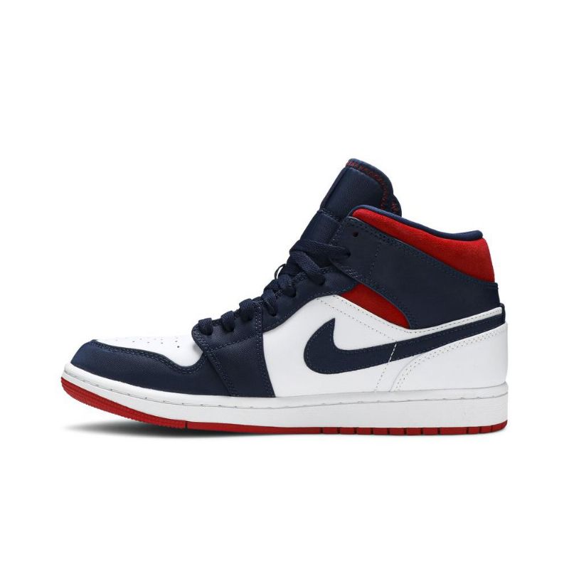 Air Jordan 1 Mid Se Hvit Marinerød Herresko