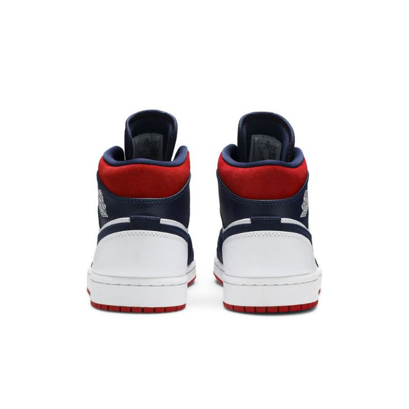 Air Jordan 1 Mid Se Hvit Marinerød Herresko