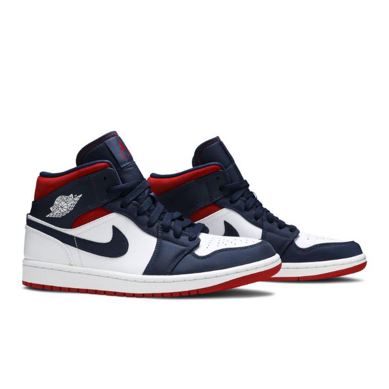 Air Jordan 1 Mid Se Hvit Marinerød Herresko
