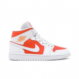 Air Jordan 1 Mid Se Hvit Oransje Damesko