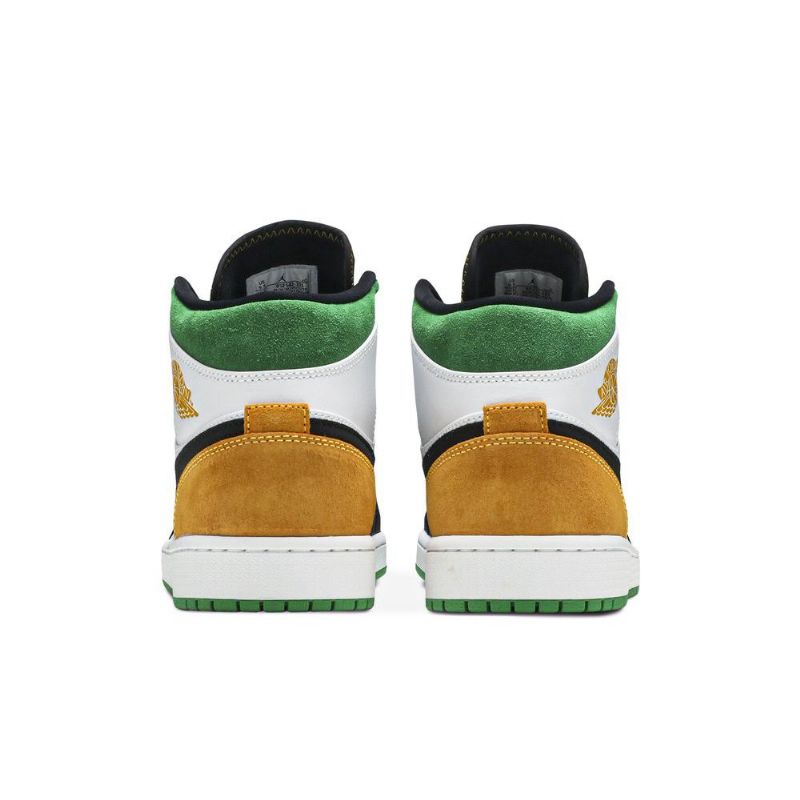 Air Jordan 1 Mid Se Hvit Oransje Svart Grønn Herresko
