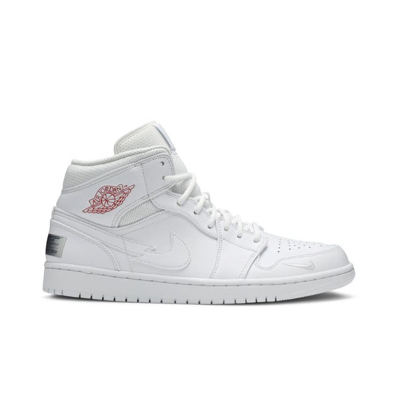 Air Jordan 1 Mid Se Hvit Rød Herresko
