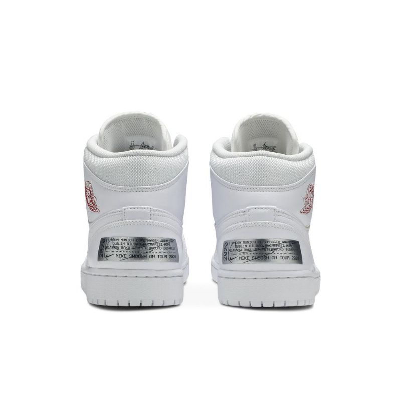 Air Jordan 1 Mid Se Hvit Rød Herresko