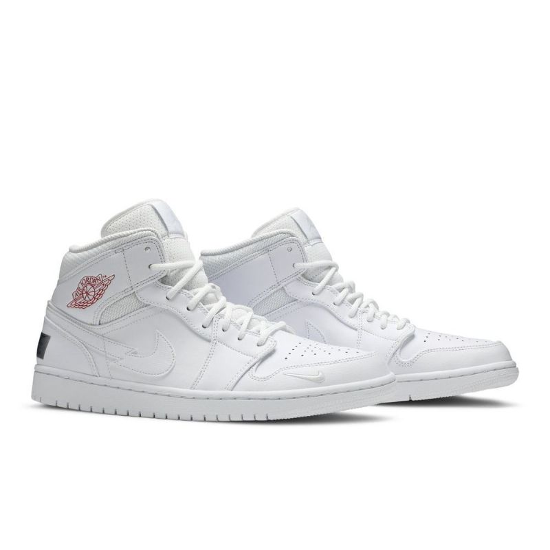 Air Jordan 1 Mid Se Hvit Rød Herresko
