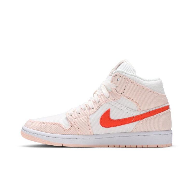 Air Jordan 1 Mid Se Hvit Rosa Oransje Damesko