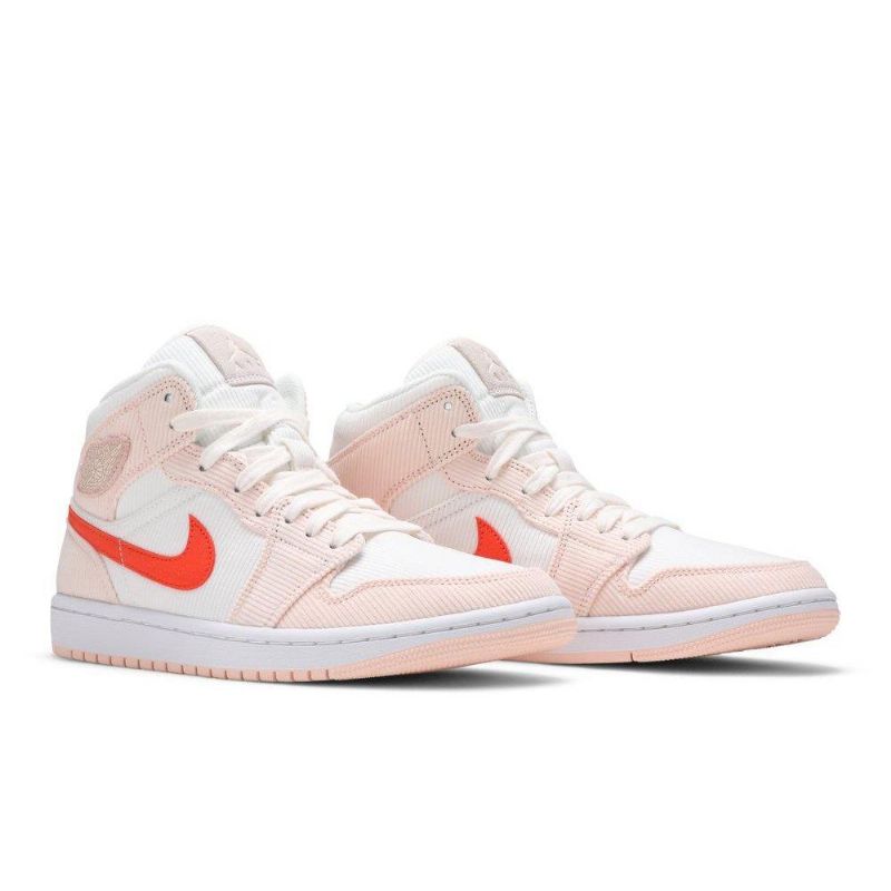 Air Jordan 1 Mid Se Hvit Rosa Oransje Damesko