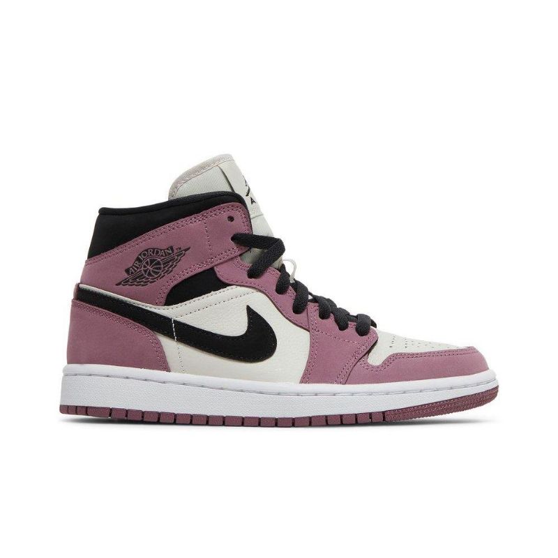 Air Jordan 1 Mid Se Hvit Rosa Svart Damesko