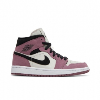 Air Jordan 1 Mid Se Hvit Rosa Svart Damesko