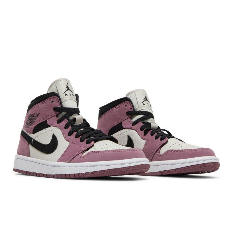 Air Jordan 1 Mid Se Hvit Rosa Svart Damesko