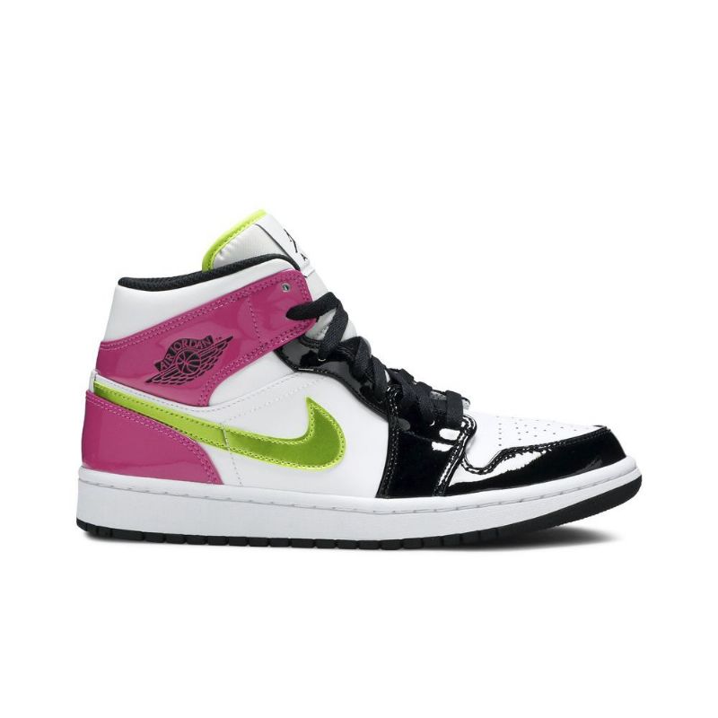 Air Jordan 1 Mid Se Hvit Rosa Svart Herresko
