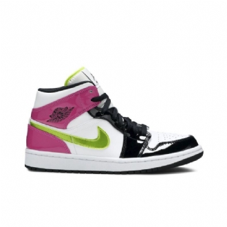 Air Jordan 1 Mid Se Hvit Rosa Svart Herresko