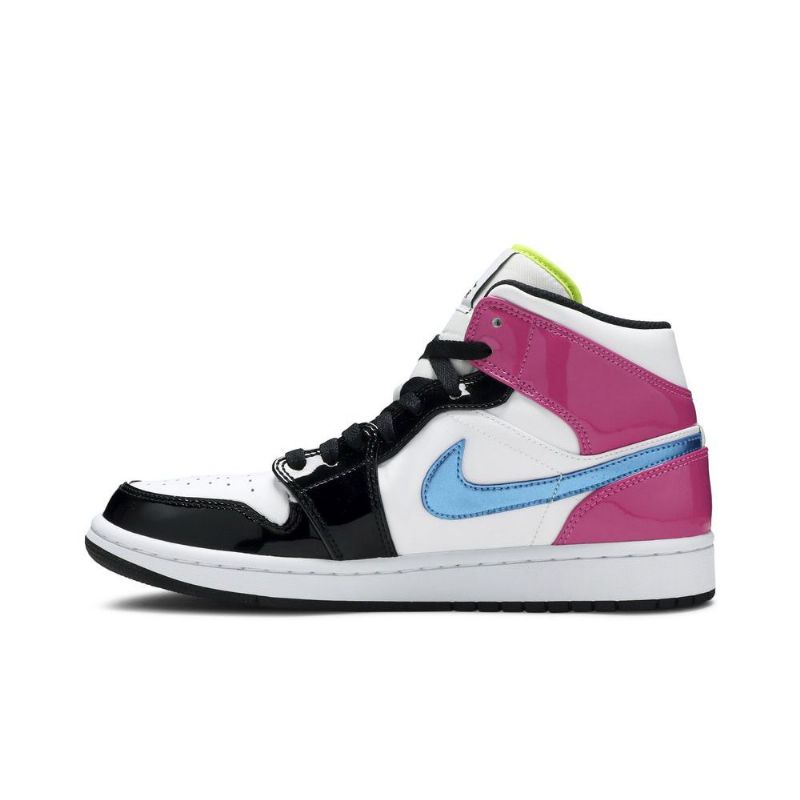 Air Jordan 1 Mid Se Hvit Rosa Svart Herresko